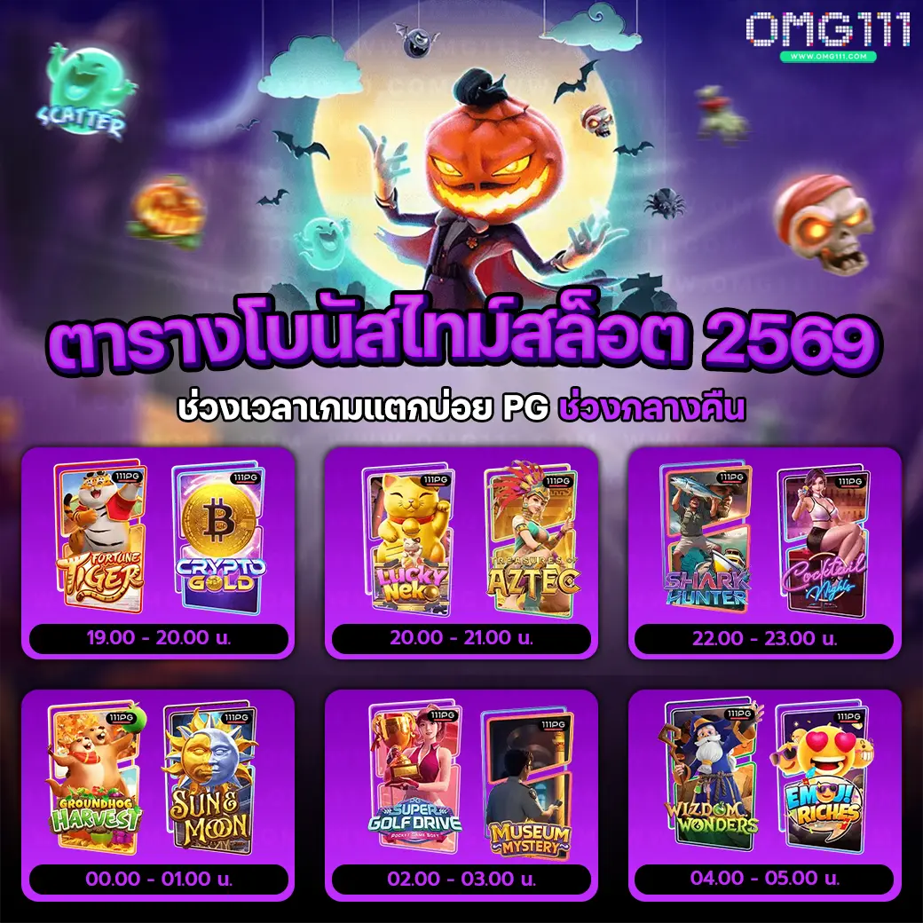 ตารางสล็อตแตกหนัก วันนี้ ตารางโบนัสไทม์สล็อตพีจี 2569 ตารางเล่นสล็อต pg วันนี้ 2026