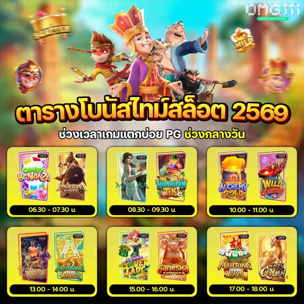ตารางสล็อตแตกหนัก วันนี้ ตารางโบนัสไทม์สล็อตพีจี 2569 ตารางเล่นสล็อต pg วันนี้ 2026